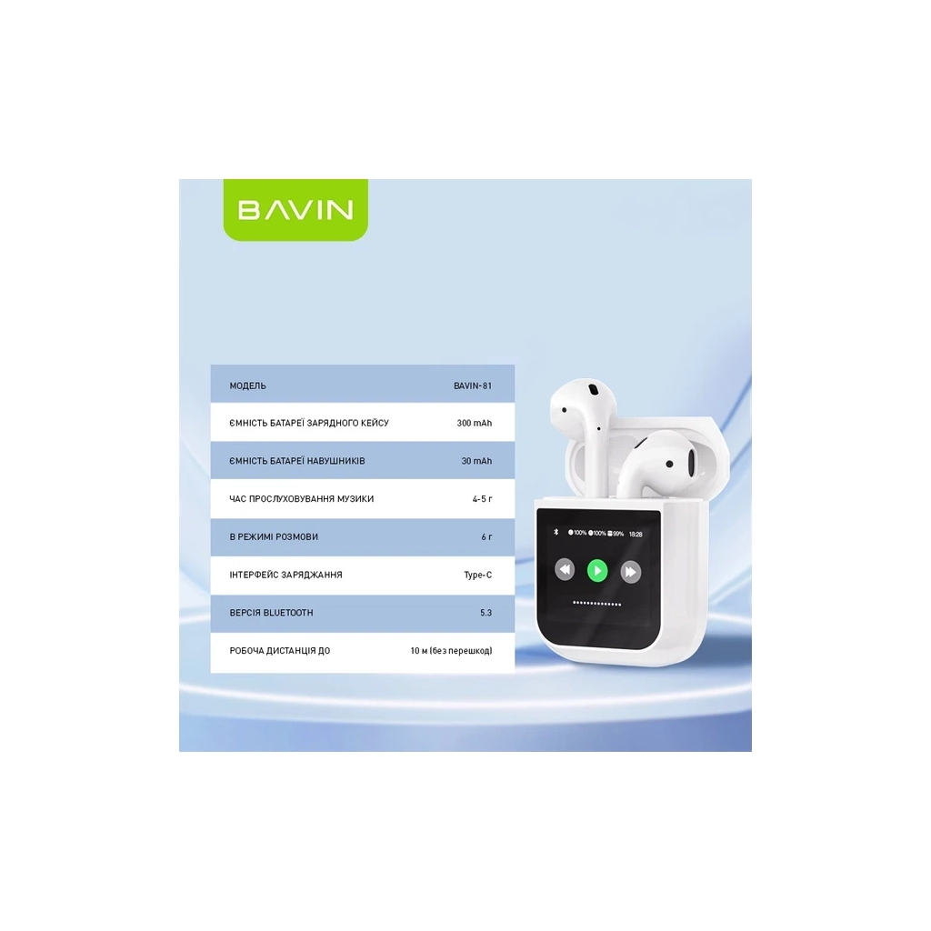 Навушники BAVIN BAVIN-81 Hi-Res LCD Tough White (HB-BA-81-WH) - фото 9 Навушники BAVIN BAVIN-81 Hi-Res LCD Tough White (HB-BA-81-WH) - фото 9
