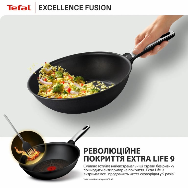 Сковорода Tefal ВОК Excellence Fusion,28см, чорний (G3381902) - фото 7