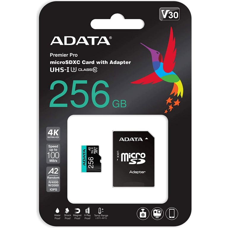 Карта пам'яті ADATA 256GB microSD class 10 UHS-I U3 V30 A2 Premier Pro SD 6.0 (AUSDX256GUI3V30SA2-RA1) - фото 4