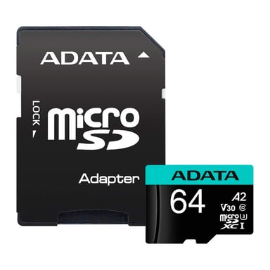 Карта пам'яті ADATA 64GB microSD class 10 UHS-I U3 V30 A2 Premier Pro SD 6.0 (AUSDX64GUI3V30SA2-RA1) - фото 1