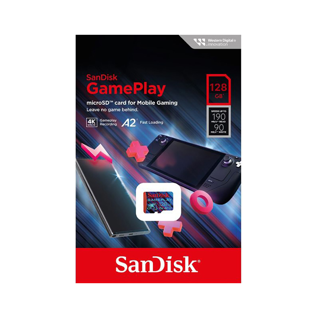 Карта пам'яті SanDisk 128GB microSD class 10 UHS-I U3 V30 A2 GamePlay (SDSQXAA-128G-GN6XN) - фото 3 Карта пам'яті SanDisk 128GB microSD class 10 UHS-I U3 V30 A2 GamePlay (SDSQXAA-128G-GN6XN) - фото 3