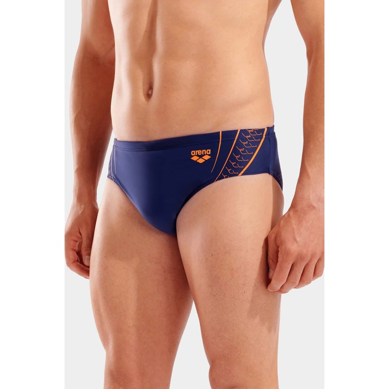 Плавки Arena Double Graphic Swim Briefs 010951-705 темно-синій, помаранчевий 110 (3468337766285) - фото 3