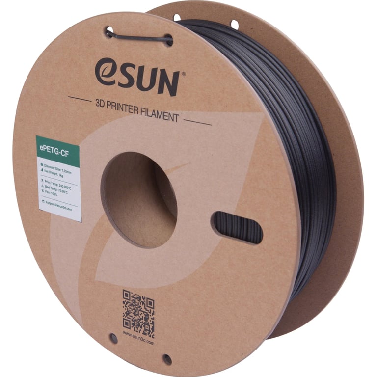 Пластик для 3D-принтера eSUN ePETG-CF 1,75mm 1kg BLACK (EPETG-CF-P175B1) - фото 1