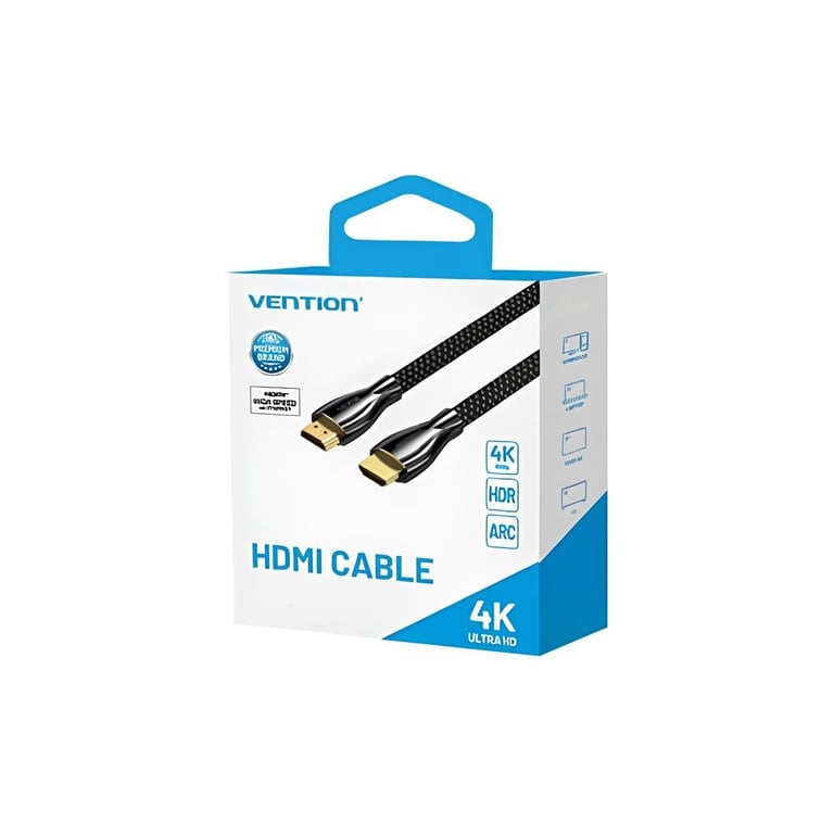 Кабель мультимедійний HDMI M to HDMI M 0.5m V2.0 4K60Hz braided zinc alloy black Vention (ALMBD) - фото 3