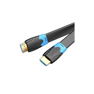 Кабель мультимедійний HDMI M to HDMI M 0.5m V2.0 4K60Hz PVC flat black Vention (AAKBD) - фото 1