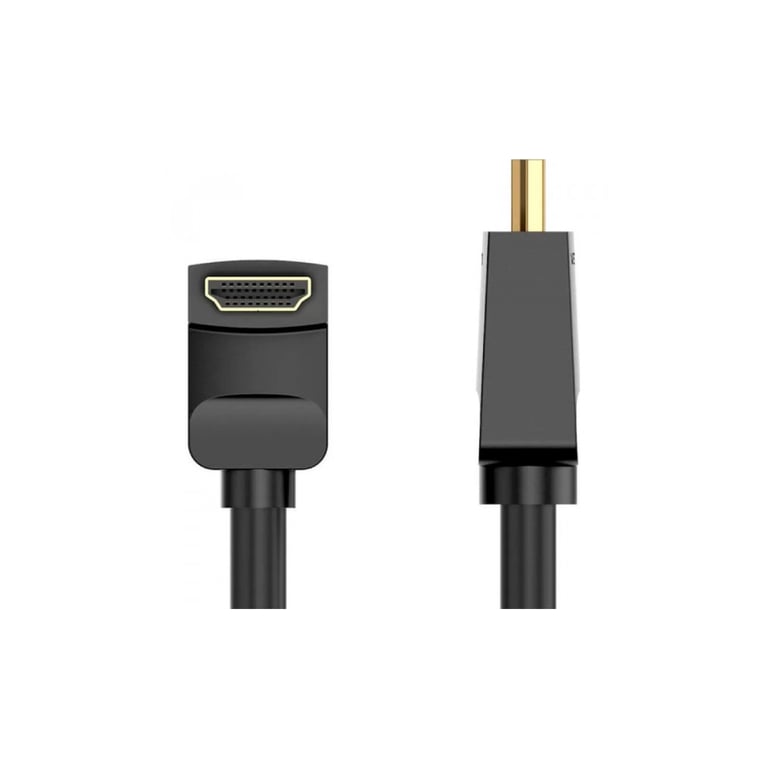 Кабель мультимедійний HDMI M to HDMI M 1.5m V2.0 4K60Hz 90° corner PVC black Vention (AARBG) - фото 2