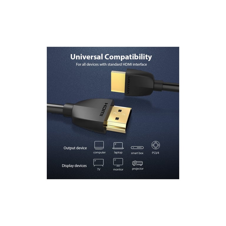 Кабель мультимедійний HDMI M to HDMI M 2.0m V2.0 4K60Hz PVC Vention (AAIBH) - фото 4