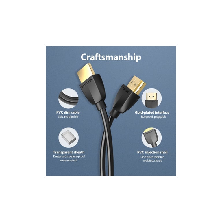 Кабель мультимедійний HDMI M to HDMI M 2.0m V2.0 4K60Hz PVC Vention (AAIBH) - фото 5