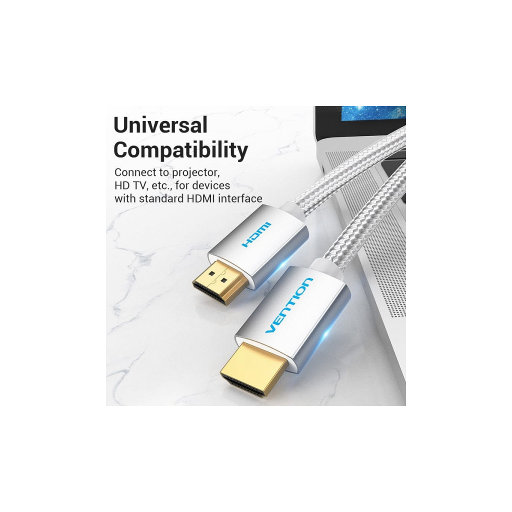 Кабель мультимедійний HDMI M to HDMI M 5.0m V2.1 4K60Hz braided aluminum alloy gray Vention (AABIJ) - фото 3 Кабель мультимедійний HDMI M to HDMI M 5.0m V2.1 4K60Hz braided aluminum alloy gray Vention (AABIJ) - фото 3