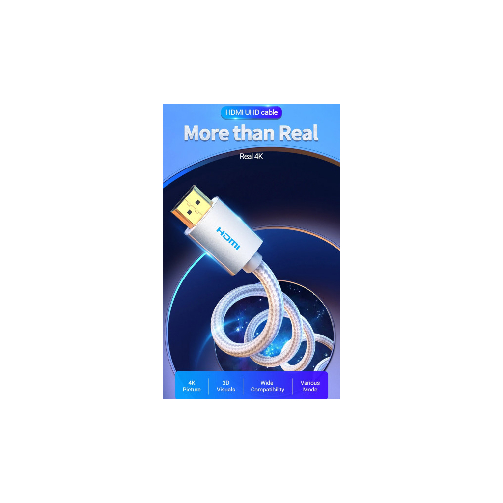 Кабель мультимедійний HDMI M to HDMI M 5.0m V2.1 4K60Hz braided aluminum alloy gray Vention (AABIJ) - фото 6 Кабель мультимедійний HDMI M to HDMI M 5.0m V2.1 4K60Hz braided aluminum alloy gray Vention (AABIJ) - фото 6