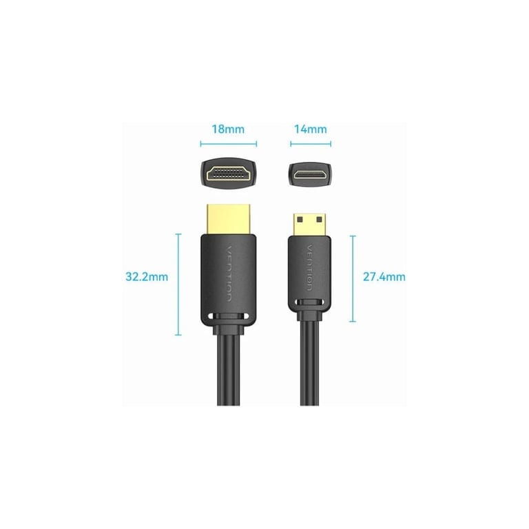 Кабель мультимедійний HDMI M to HDMI mini M 2.0m V2.0 4K60Hz 18Gbps HDR Dolby Vention (AGHBH) - фото 3