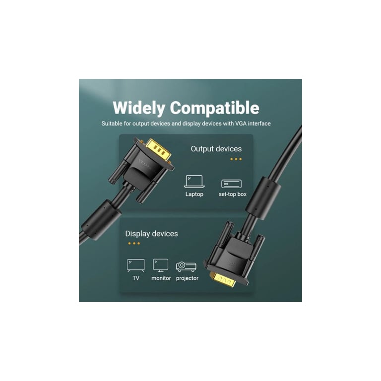 Кабель мультимедійний VGA M to VGA M 1.0m ferrite black Vention (DAEBF) - фото 10