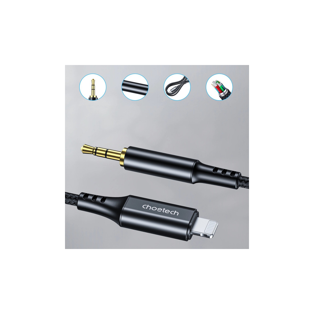 Кабель мультимедійний Lightning to 3.5mm M 2.0m Choetech (AUX009) - фото 3 Кабель мультимедійний Lightning to 3.5mm M 2.0m Choetech (AUX009) - фото 3