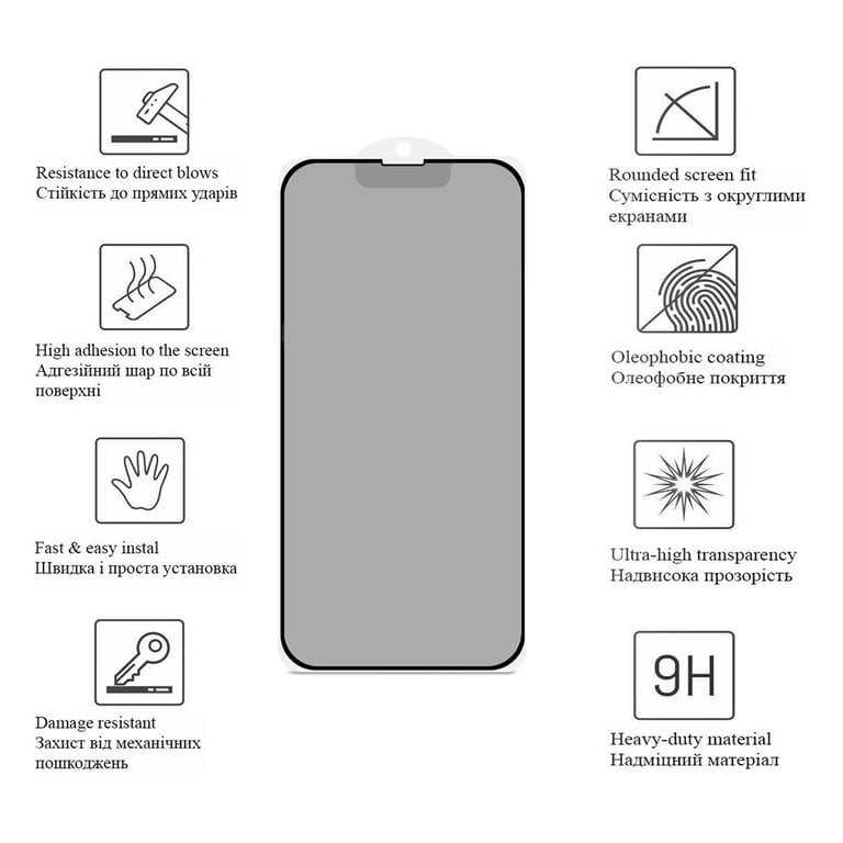 Скло захисне Drobak Apple iPhone 17e Matte Ceramics Anty Spy (151520) - фото 4