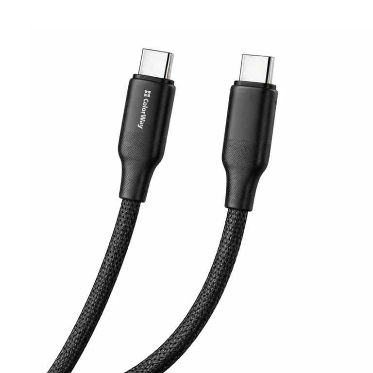 Дата кабель USB-C to USB-C 1.0m 3A 60W TPE embossed black ColorWay (CW-CBPDCC101-BK) - фото 2