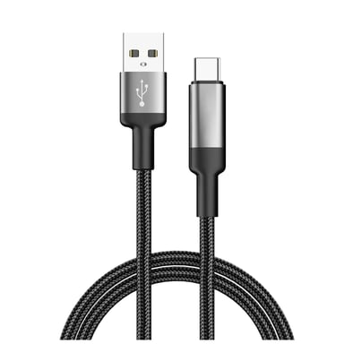 Дата кабель USB 2.0 AM to USB-C 1.0m 6A braided wire black ColorWay (CW-CBUC096-BK) - фото 1