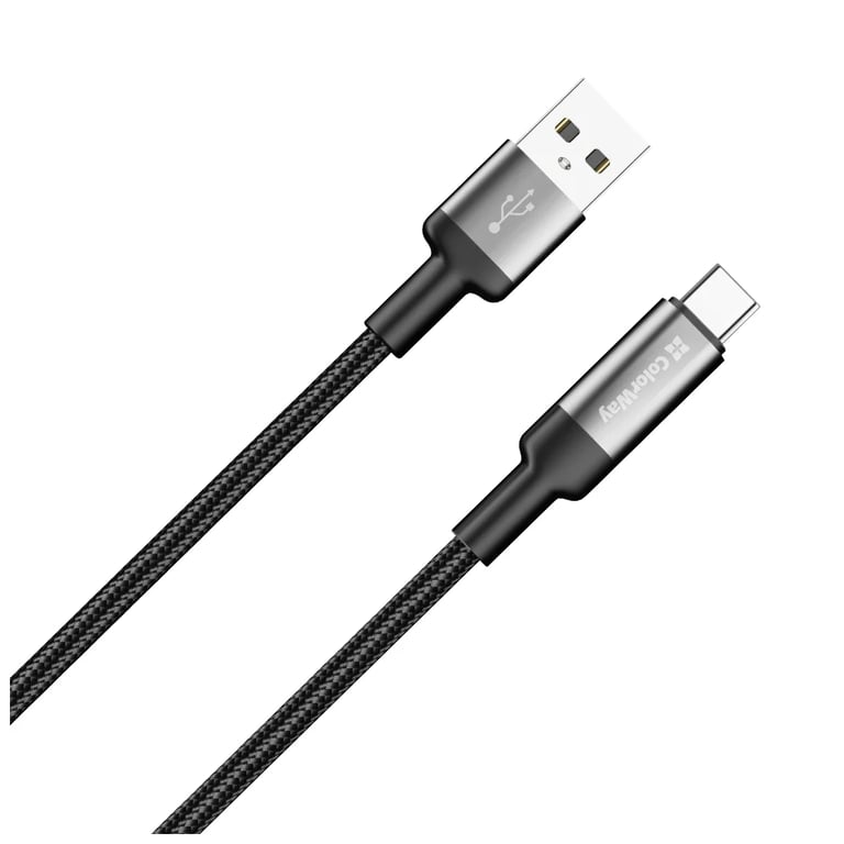Дата кабель USB 2.0 AM to USB-C 1.0m 6A braided wire black ColorWay (CW-CBUC096-BK) - фото 2