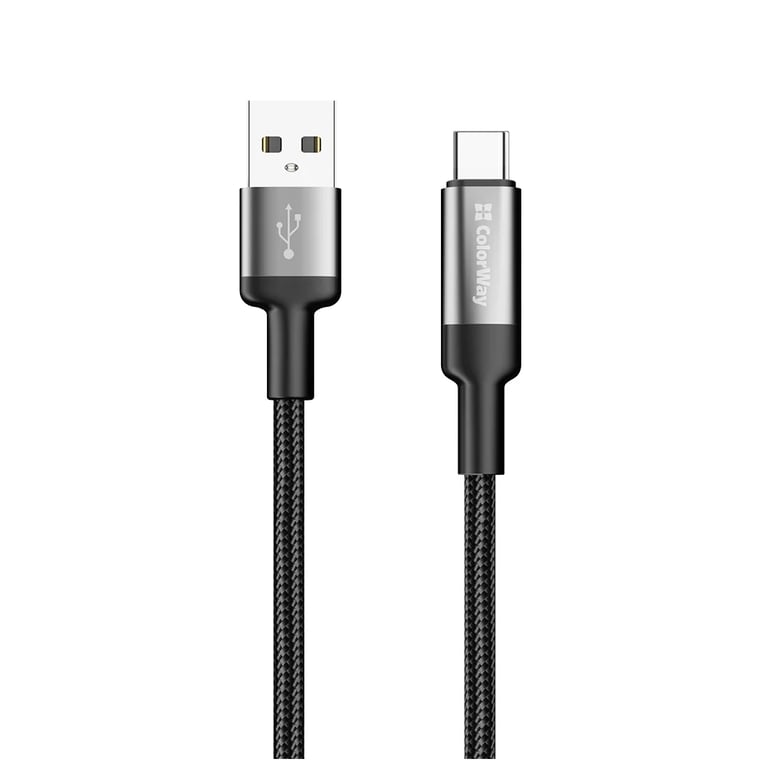 Дата кабель USB 2.0 AM to USB-C 1.0m 6A braided wire black ColorWay (CW-CBUC096-BK) - фото 3