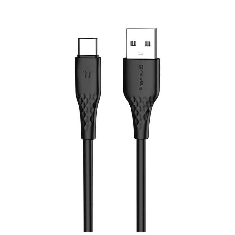 Дата кабель USB 2.0 AM to USB-C 1.0m 3A textured PVC black ColorWay (CW-CBUC094-BK) - фото 3
