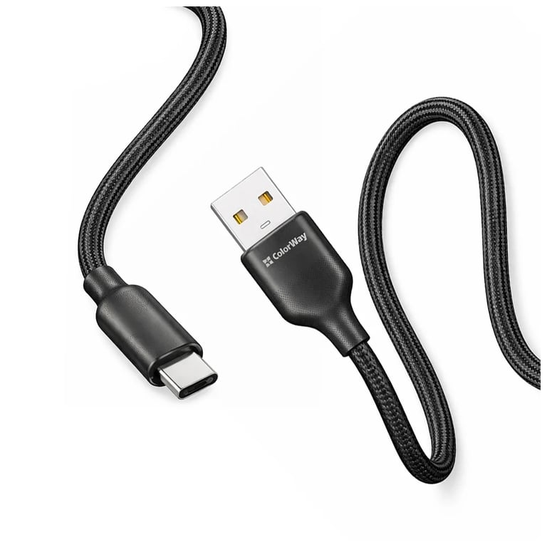 Дата кабель USB 2.0 AM to USB-C 2.0m 3A TPE embossed black ColorWay (CW-CBUC102-BK) - фото 2