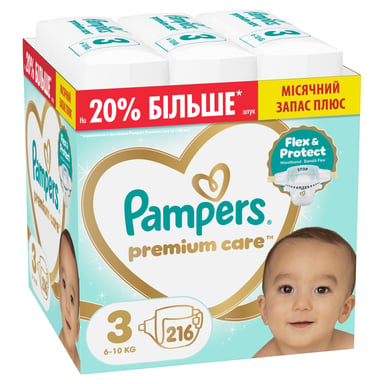 Підгузки Pampers Premium Care Розмір 3 (6-10 кг) 216 шт (8006530223539) - фото 1