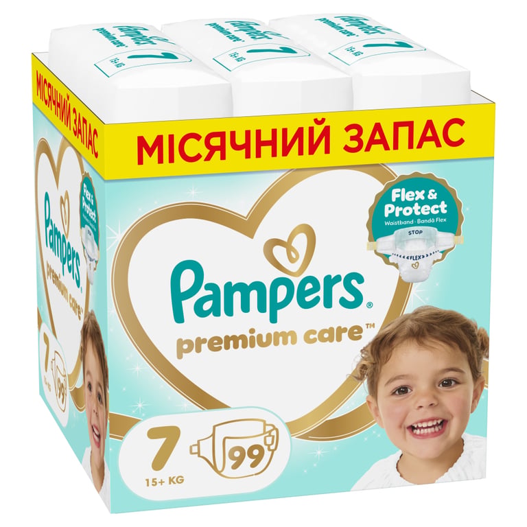 Підгузки Pampers Premium Care Розмір 7 (15+ кг) 99 шт (8006530223584) - фото 1