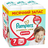 Підгузки Pampers Premium Care Pants Розмір 7 (15+ кг) 62 шт (8006530320245) - фото 1