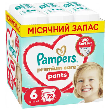 Підгузки Pampers Premium Care Pants Розмір 6 (13-19 кг) 72 шт (8006530320139) - фото 1