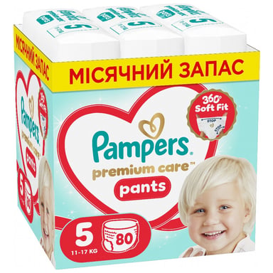 Підгузки Pampers Premium Care Pants Розмір 5 (11-17 кг) 80 шт (8006530320153) - фото 1