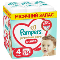Підгузки Pampers Premium Care Pants Розмір 4 (9-15 кг) 94 шт (8006530320160) - фото 1