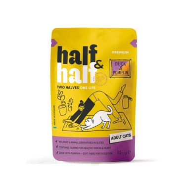 Вологий корм для кішок Half&Half з качкою та гарбузом в соусі 85 г (4820261921915) - фото 1