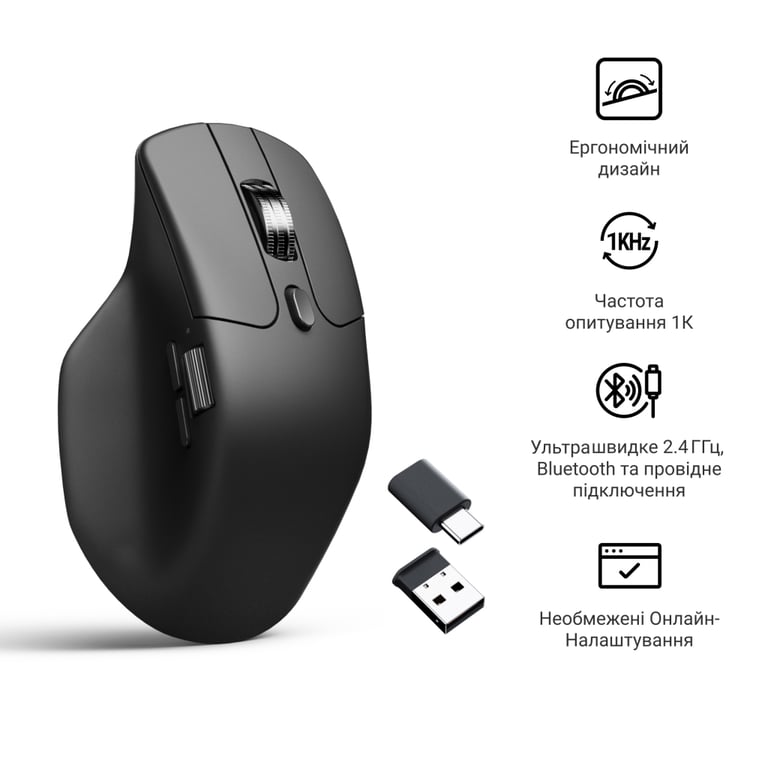 Мишка Keychron M6S Wireless/Bluetooth/USB Black (M6S-A72) - фото 6