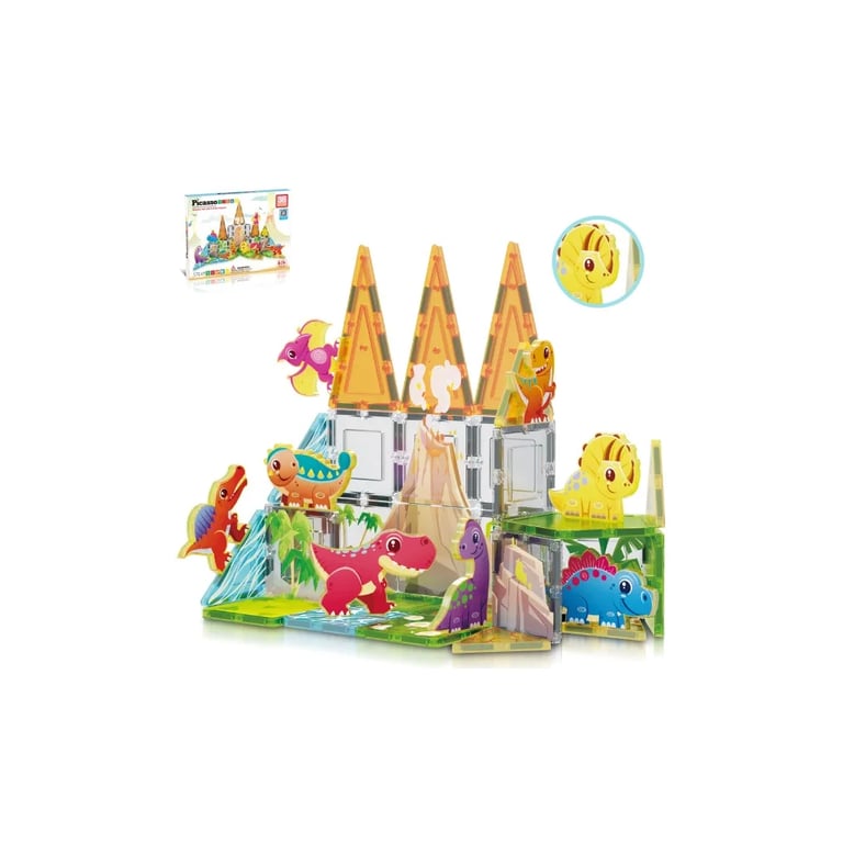 Конструктор Picasso магнітний Tiles Dinosaur Set з 8 фігурками динозаврів 38 деталей (817338028848) - фото 3
