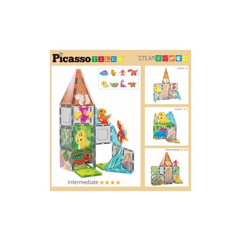 Конструктор Picasso магнітний Tiles Dinosaur Set з 8 фігурками динозаврів 38 деталей (817338028848) - фото 4