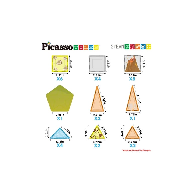 Конструктор Picasso магнітний Tiles Dinosaur Set з 8 фігурками динозаврів 38 деталей (817338028848) - фото 5