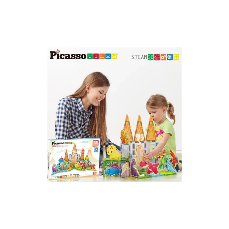 Конструктор Picasso магнітний Tiles Dinosaur Set з 8 фігурками динозаврів 38 деталей (817338028848) - фото 8
