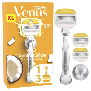 Бритва Gillette Venus Pro ComfortGlide Coconut з 3 змінними картриджами + гачок для бритви (8700216970105) - фото 1