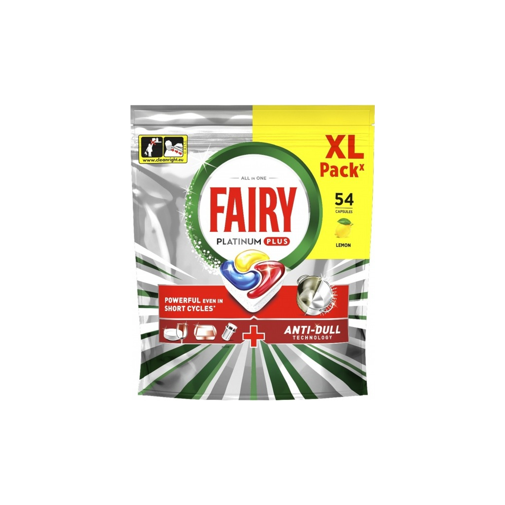 Таблетки для посудомийних машин Fairy Platinum Plus All in One Lemon 54 шт. (8006530115490) - фото 1 Таблетки для посудомийних машин Fairy Platinum Plus All in One Lemon 54 шт. (8006530115490) - фото 1