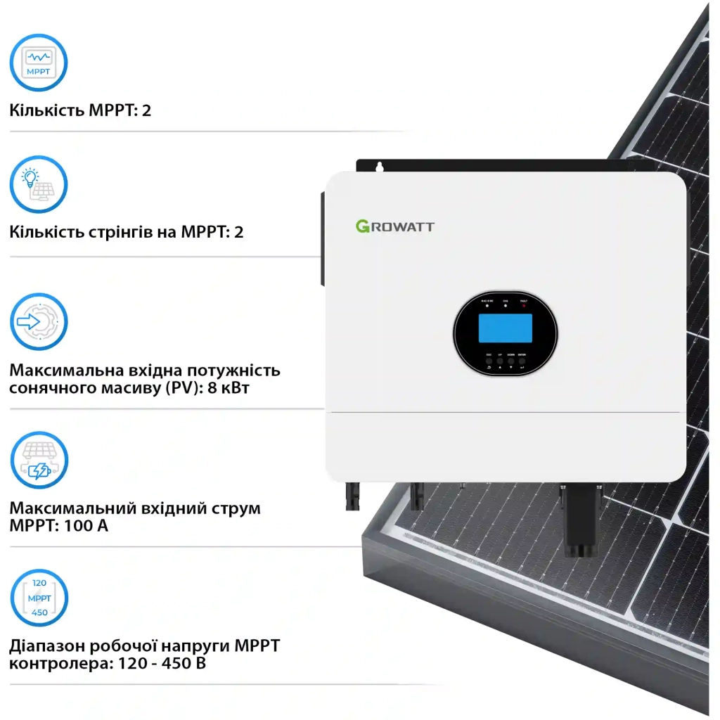 Сонячний інвертор Growatt SPF 6000 ES PLUS 6000W 48V (SPF 6000 ES PLUS) - фото 4 Сонячний інвертор Growatt SPF 6000 ES PLUS 6000W 48V (SPF 6000 ES PLUS) - фото 4