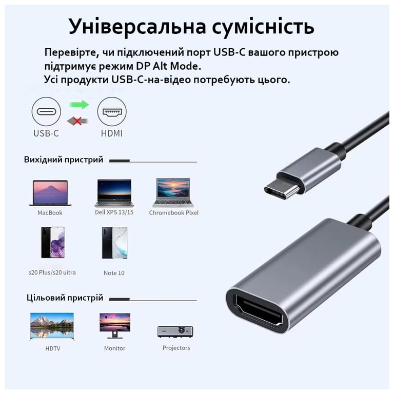 Перехідник USB-C to HDMI F USB 3.0 4K60Hz dark gray Dynamode (DM-AD-USB-C-HDMI) - фото 3