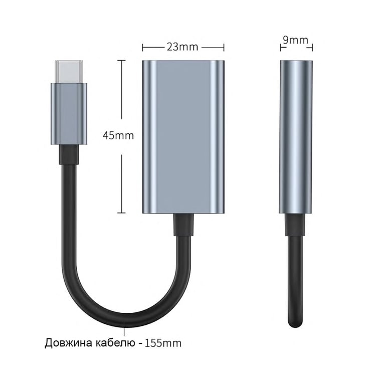 Перехідник USB-C to HDMI F USB 3.0 4K60Hz dark gray Dynamode (DM-AD-USB-C-HDMI) - фото 7