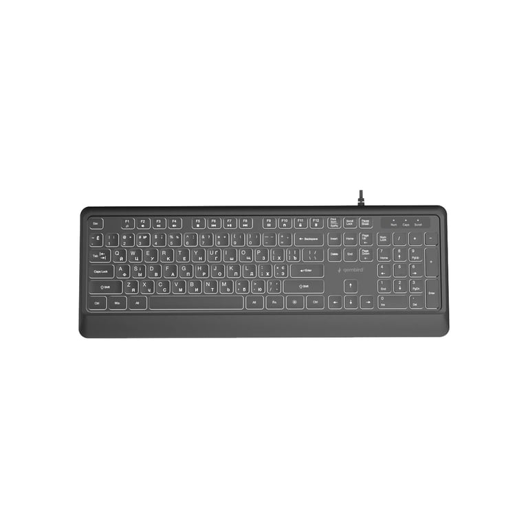 Клавіатура Gembird Slim Multimedia White Backlight USB Black (KB-UML-04-CYRL) - фото 1