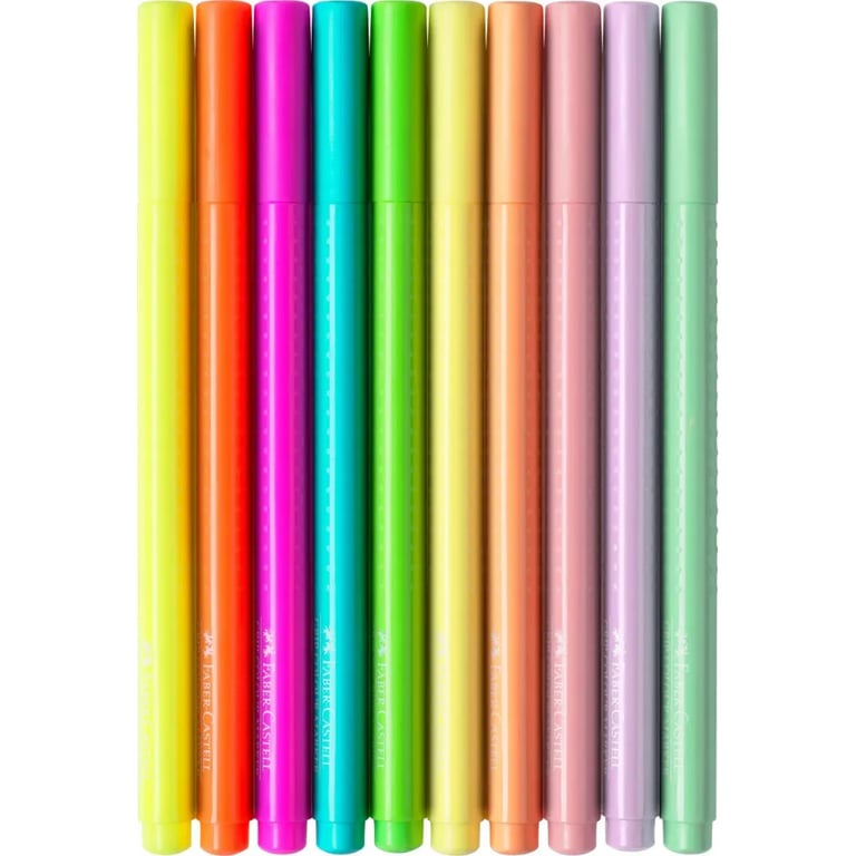 Фломастери Faber-Castell Grip felt-tip pen neon + pastel, тригранні пастельні + неонові, 10 кольорів (30746) - фото 3