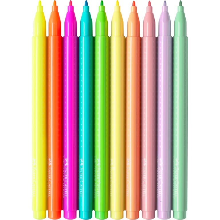 Фломастери Faber-Castell Grip felt-tip pen neon + pastel, тригранні пастельні + неонові, 10 кольорів (30746) - фото 4