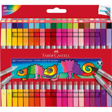 Фломастери Faber-Castell двосторонні Double-ended Fibre tip, 40 кольорів (32421) - фото 1