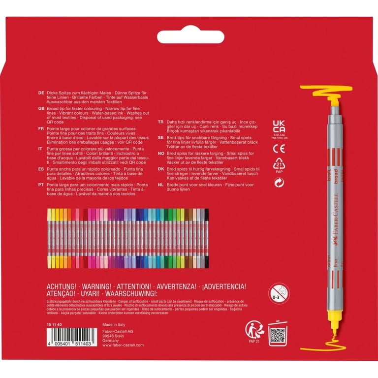 Фломастери Faber-Castell двосторонні Double-ended Fibre tip, 40 кольорів (32421) - фото 2