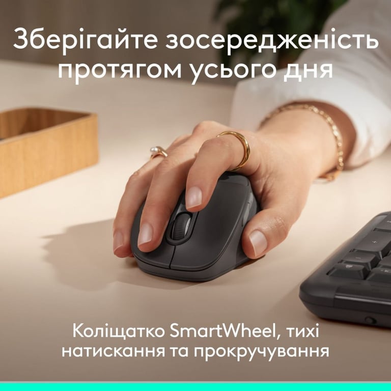 Мишка Logitech Signature Comfort Plus M850L Wireless/Bluetooth/USB-C for Business Graphite (910-007704) - фото 4