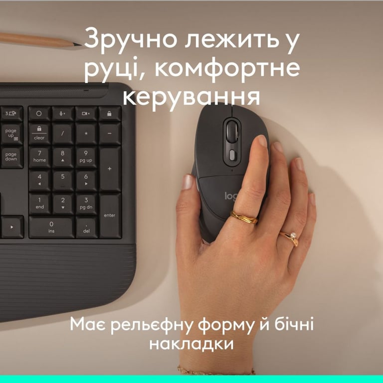 Мишка Logitech Signature Comfort Plus M850L Wireless/Bluetooth/USB-C for Business Graphite (910-007704) - фото 6