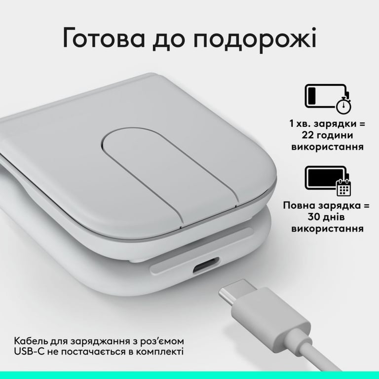 Мишка Logitech Mobi Fold Bluetooth Off-White (910-007631) - фото 5