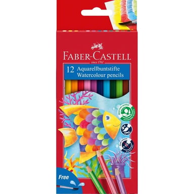 Олівці кольорові Faber-Castell акварельні , 12 кольорів + пензлик (114413) (1407) - фото 1